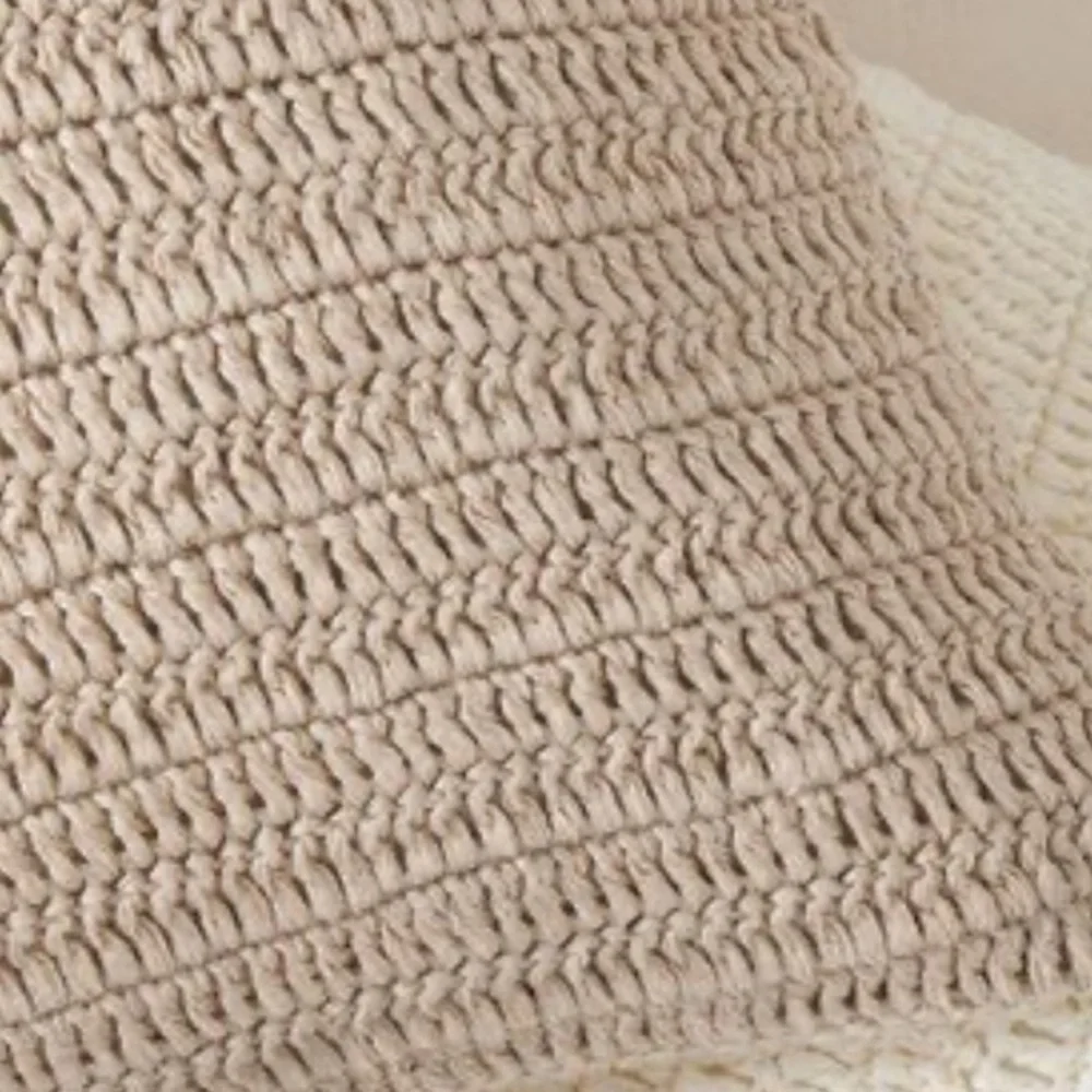 West Elm Crochet Linen Cushion Cover 20x20 Boho MCM